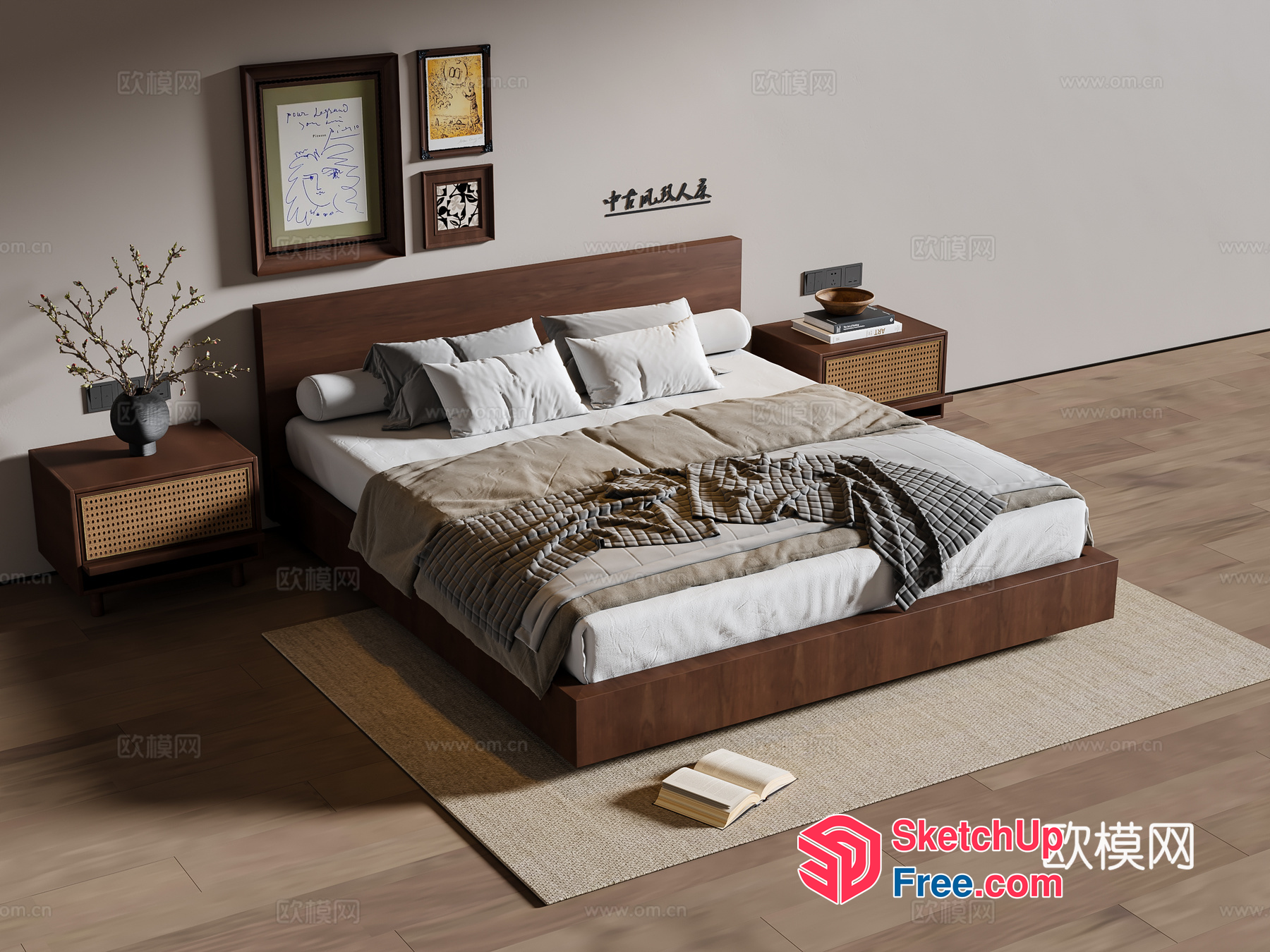 Modern Minimalist Bedroom Design With Neutral Color Palette 3D SketchUp File