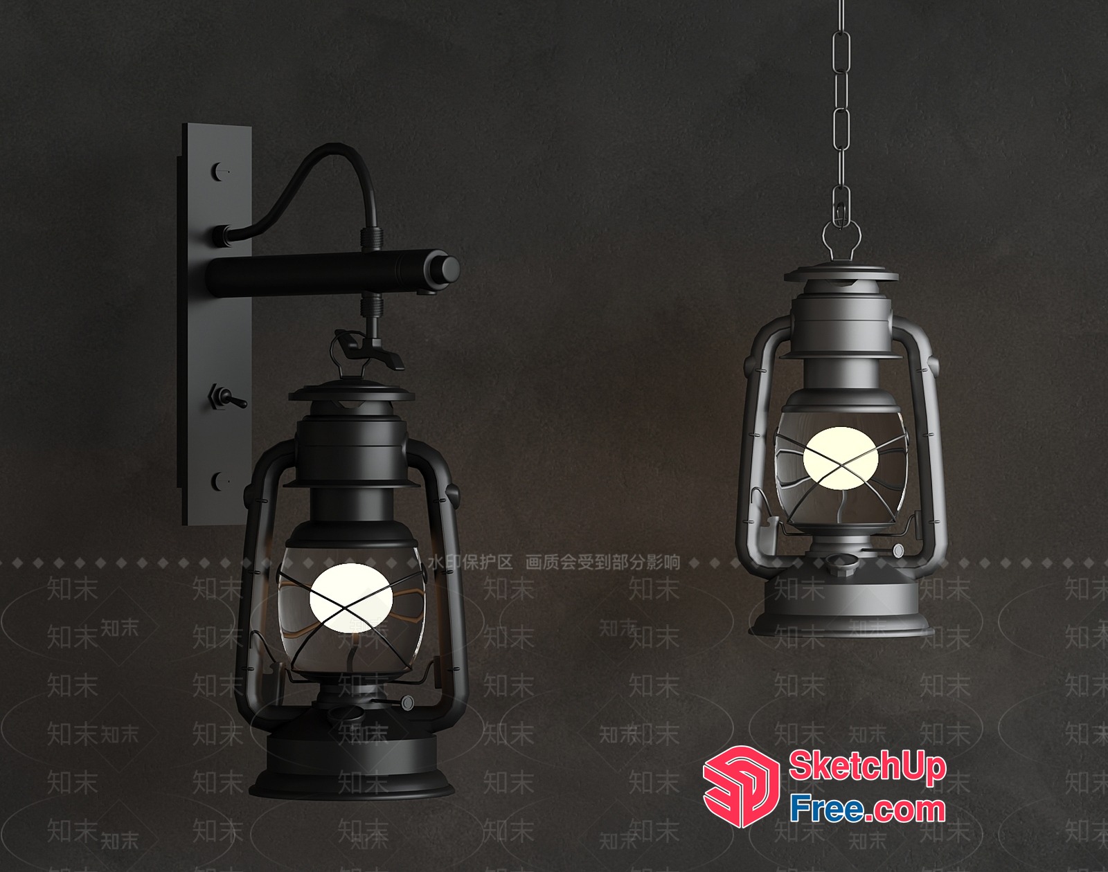 Hanging Lantern Lighting Fixture 3D SketchUp File