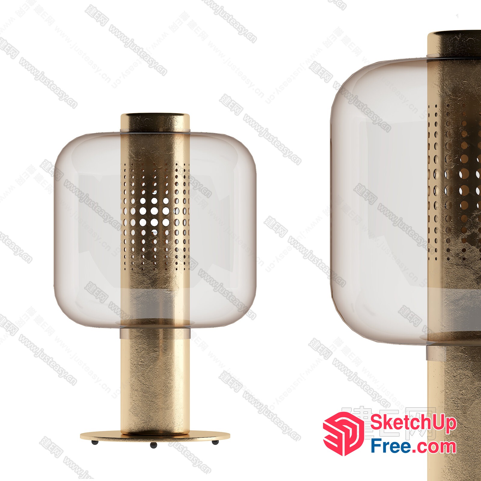 Elegant Glass And Gold Pillar 3D SketchUp File