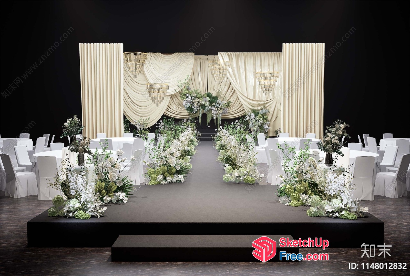 Elegant Wedding Stage Decor 3D SketchUp File