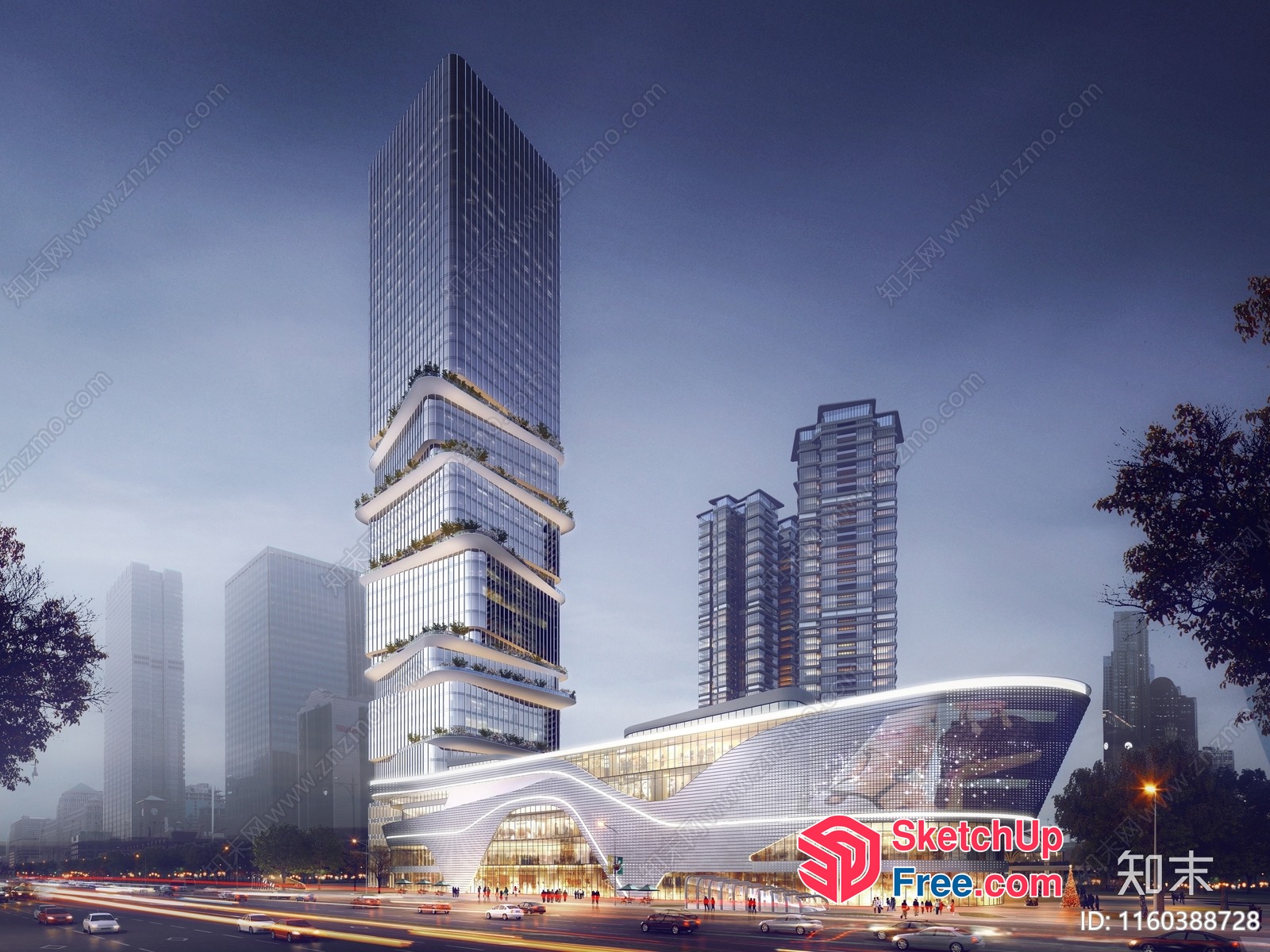 Futuristic Modern Cityscape With Sleek Buildings 3D SketchUp File