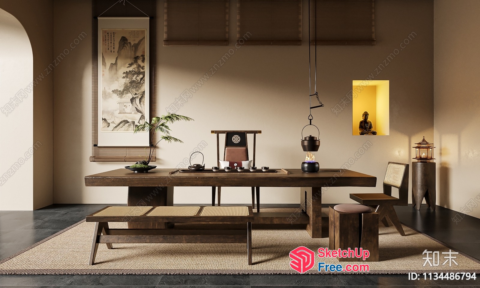Japanese-Style Wabi-Sabi Interior Design 3D SketchUp File