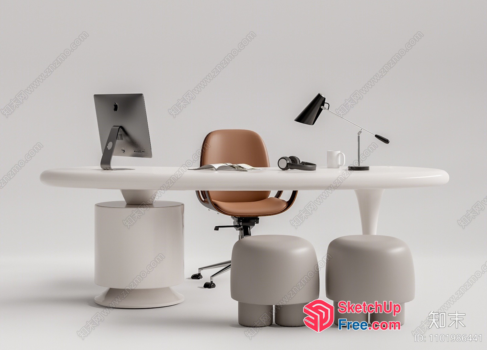 Modern Office Workspace With Sleek Desk And Comfortable Chair 3D SketchUp File