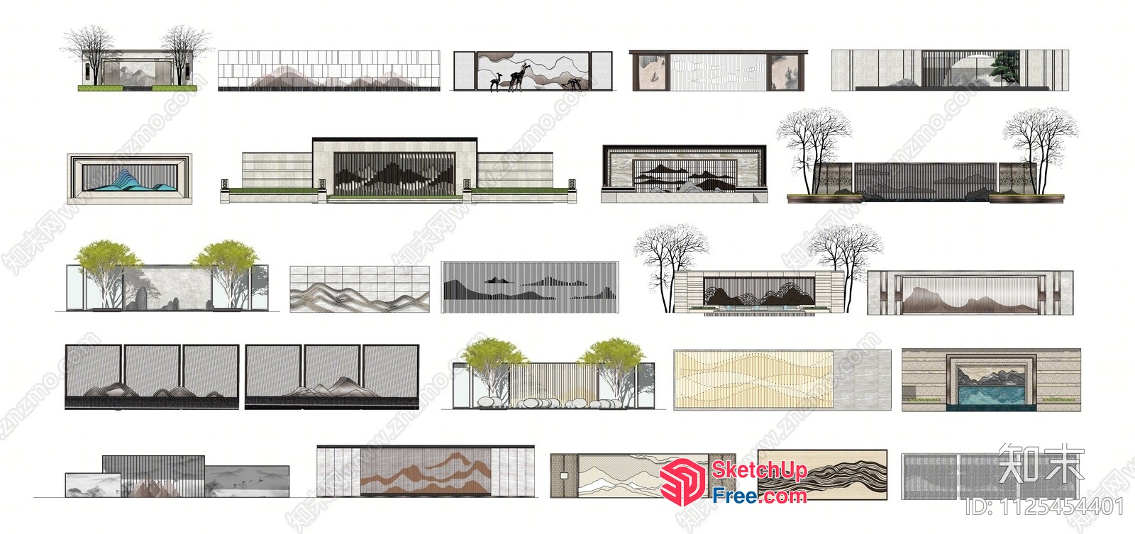 Japanese-Inspired Minimalist Exterior Decor Collection 3D SketchUp File