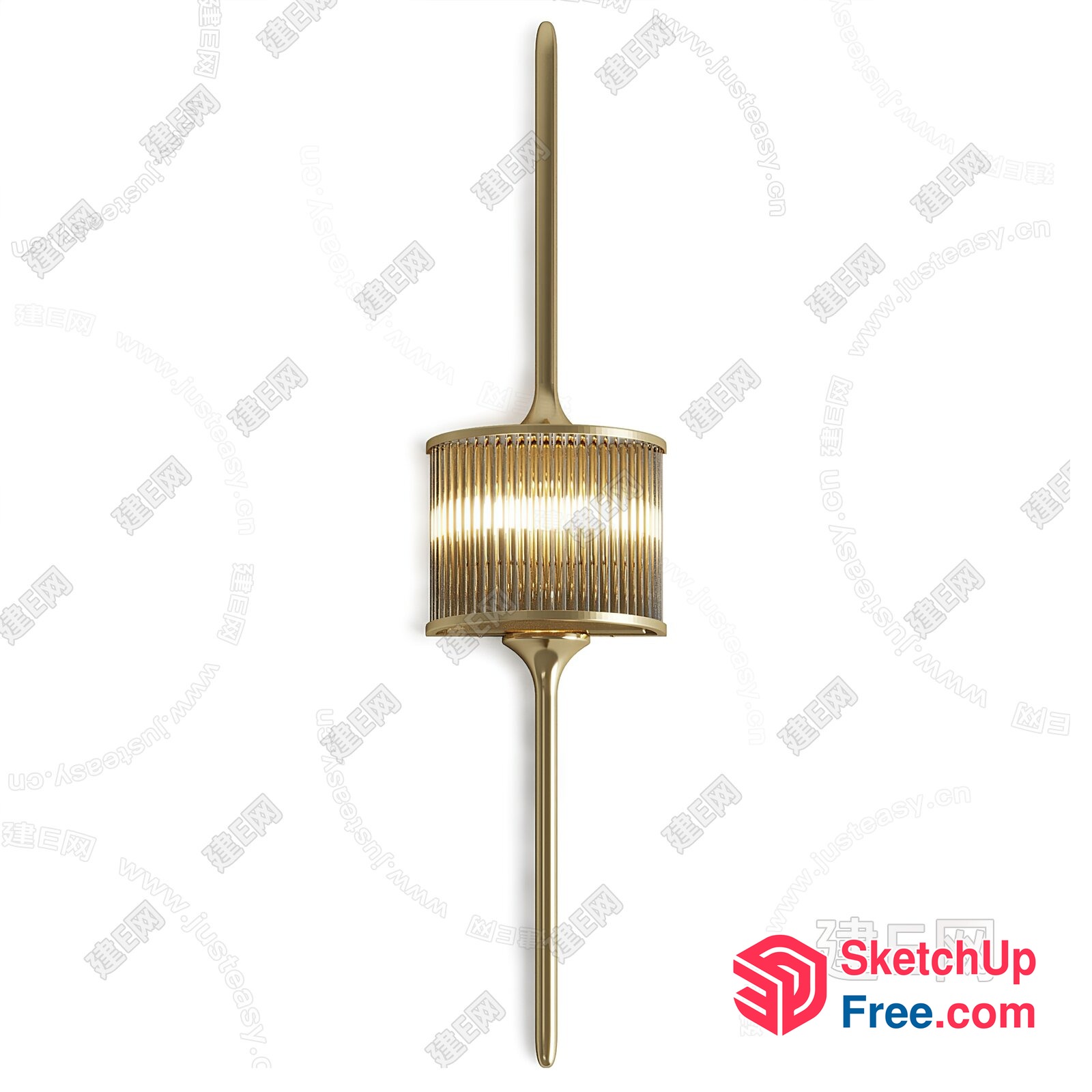 Ornate Gold Light Fixture With Glass Shade 3D SketchUp File