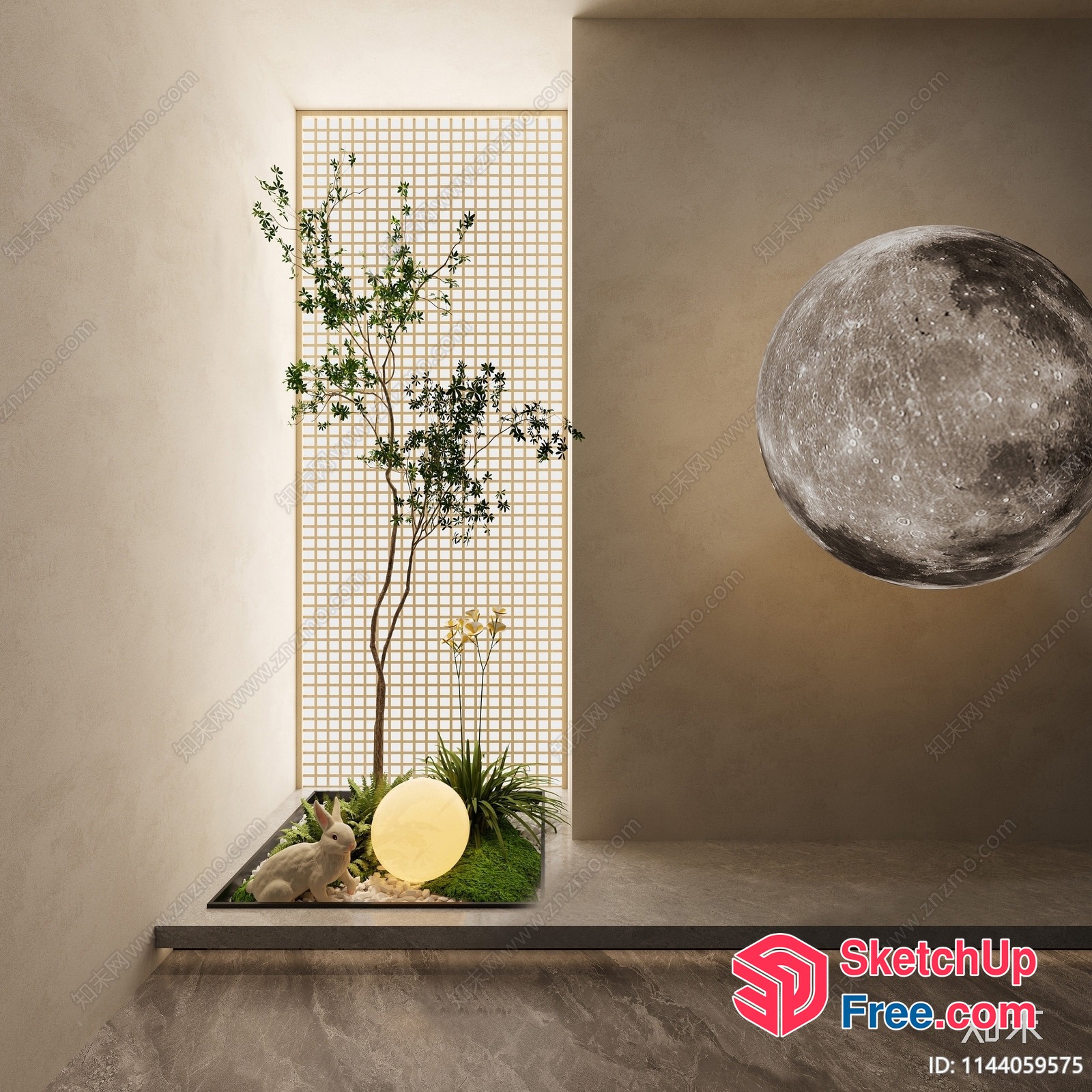 Serene Moonlit Garden 3D SketchUp File