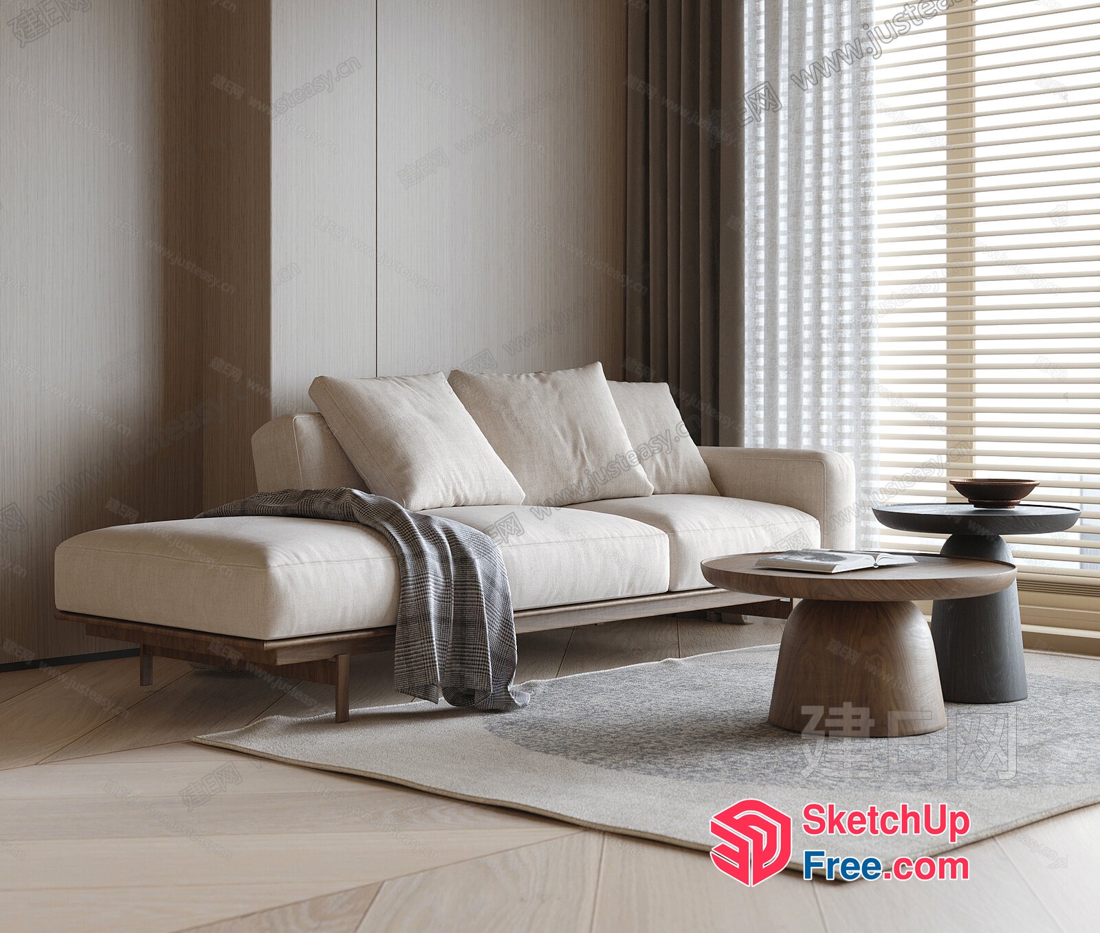 Minimalist Japanese Style Living Room 3D SketchUp File