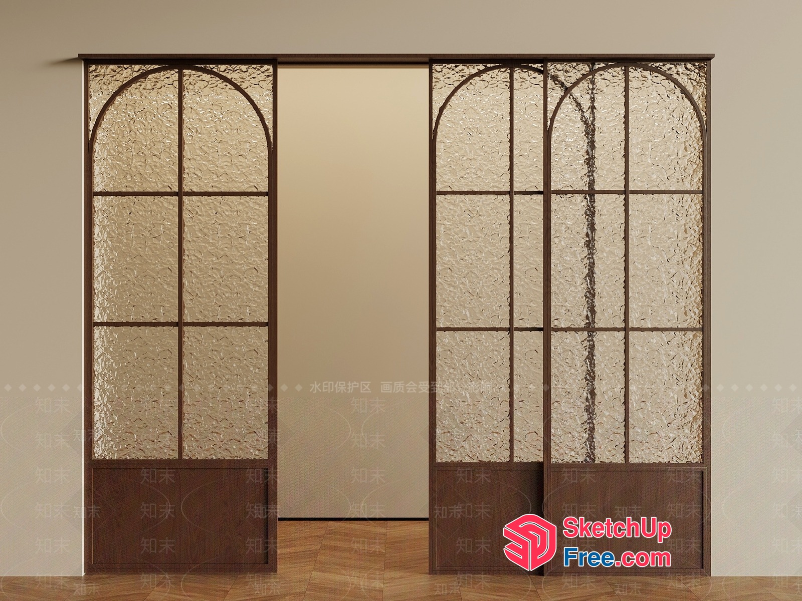 Three Glass Partition Screen Doors 3D SketchUp File
