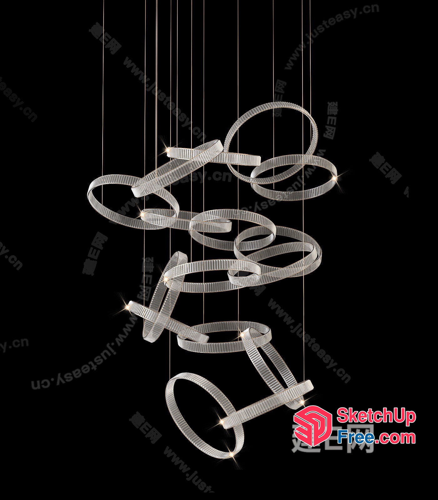 Elegant Glass Ring Lighting Fixture 3D SketchUp File
