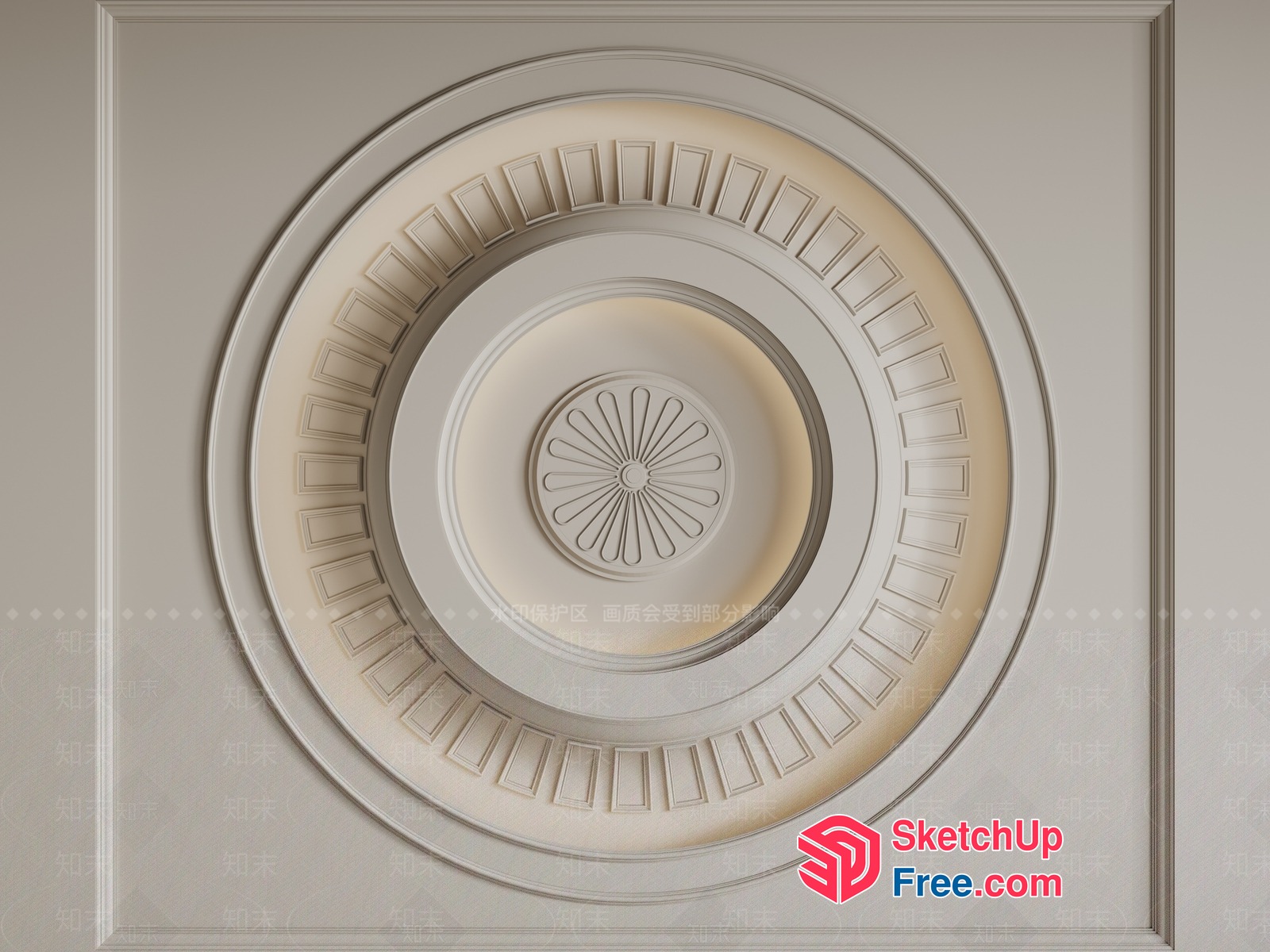 Intricate Circular Ceiling Detail 3D SketchUp File