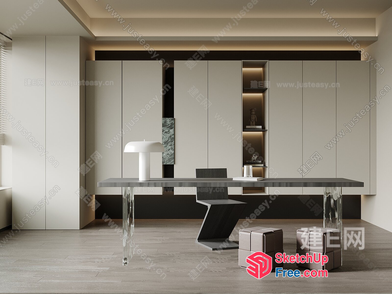 Modern Minimalist Office Space With Sleek Furniture 3D SketchUp File