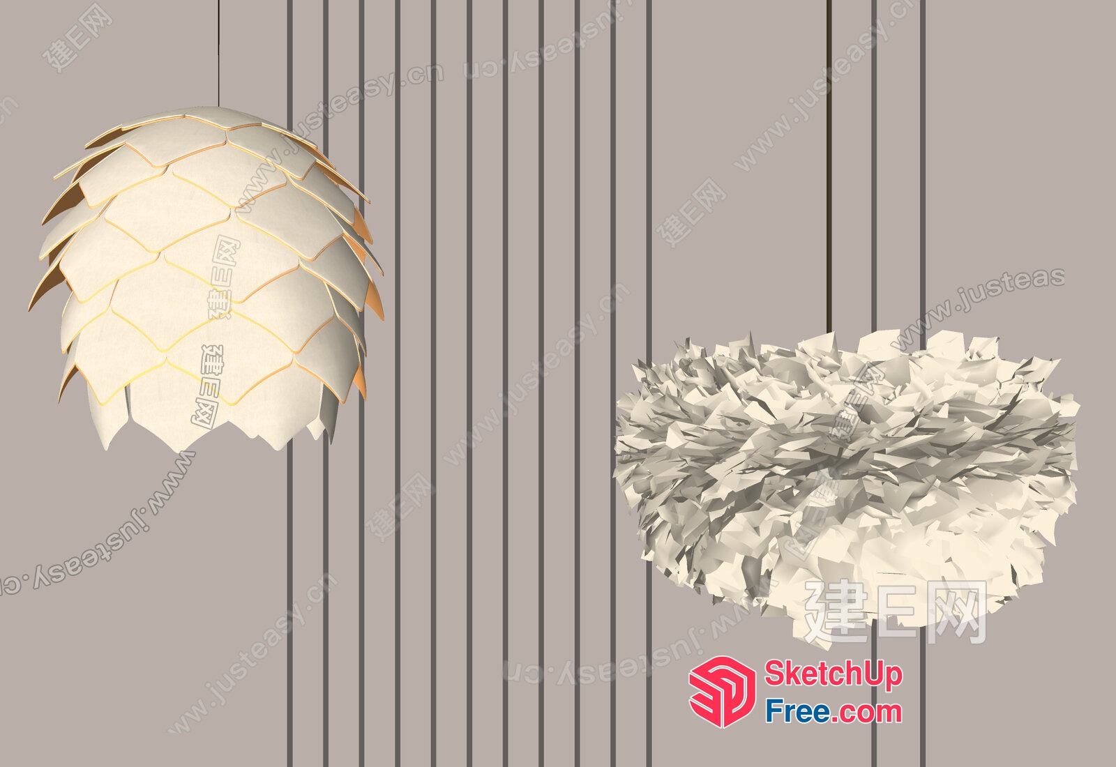 Elegant White Hanging Light Fixture With Unique Design 3D SketchUp File