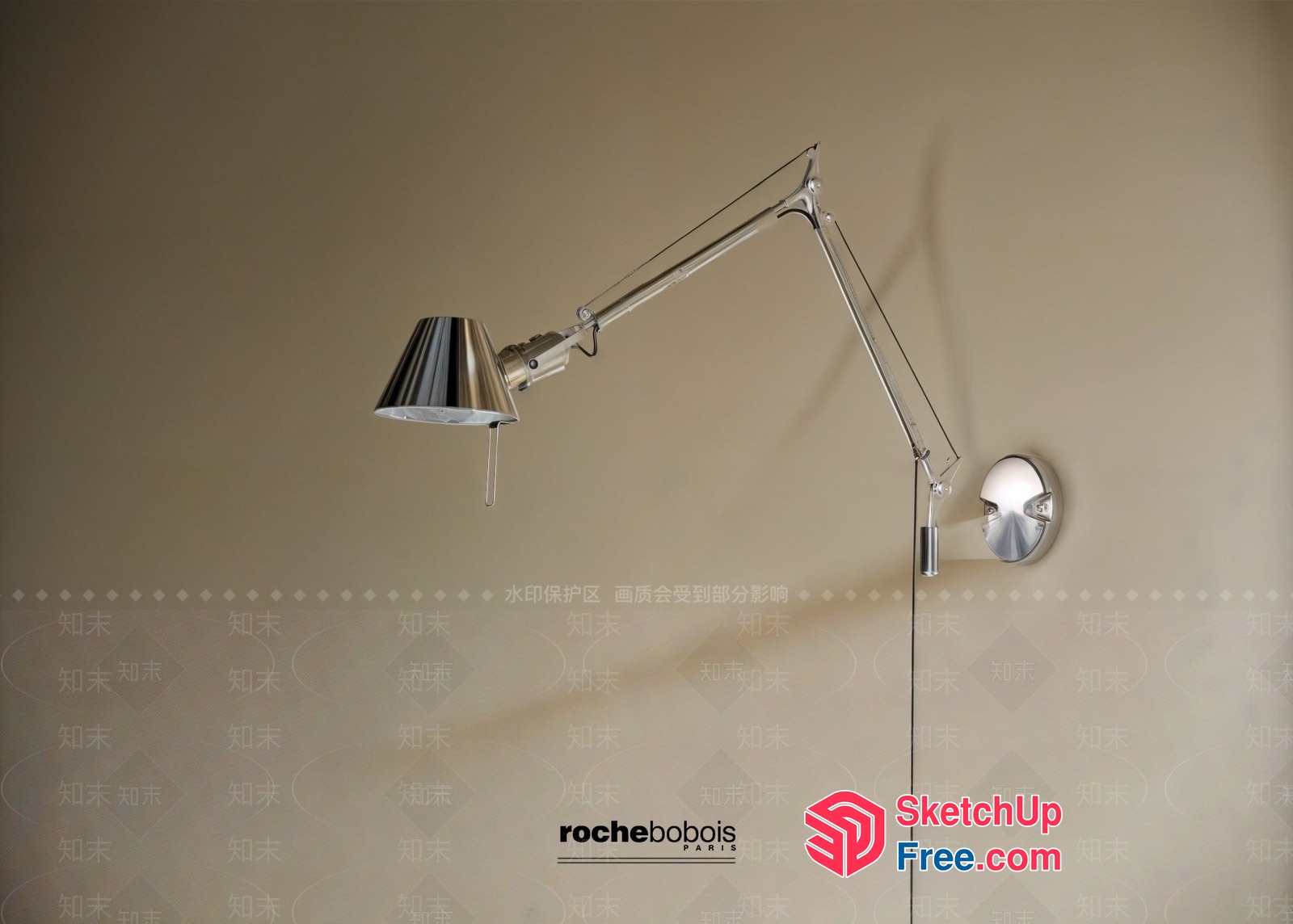 Elegant Modern Silver Metal Lamp And Wall Mirror 3D SketchUp File
