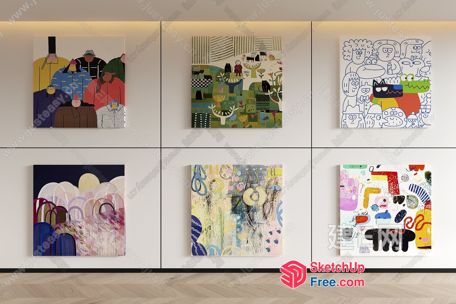 Colorful Abstract Art Gallery 3D SketchUp File