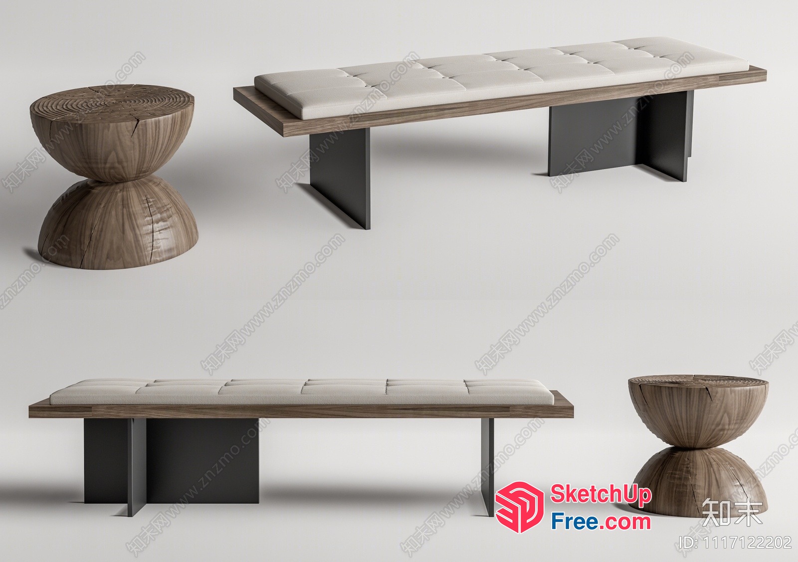 Modern Wooden Furniture Set 3D SketchUp File