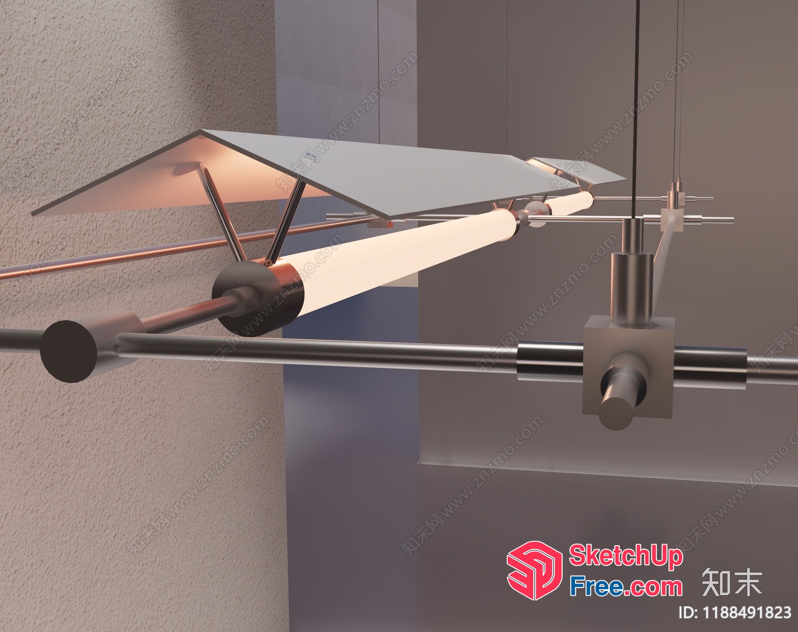 Modern Industrial Style Ceiling Light Fixture 3D SketchUp File