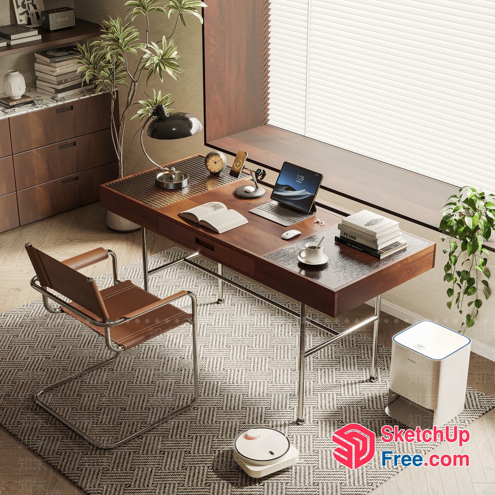 Modern Minimalist Office Space With Natural Light 3D SketchUp File
