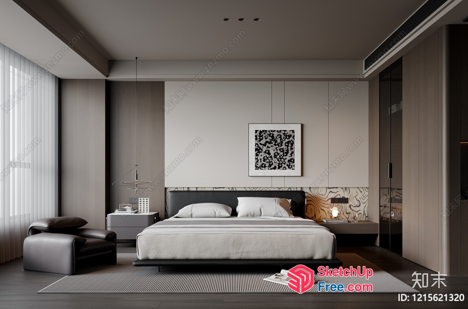 Modern Minimalist Bedroom Interior 3D SketchUp File