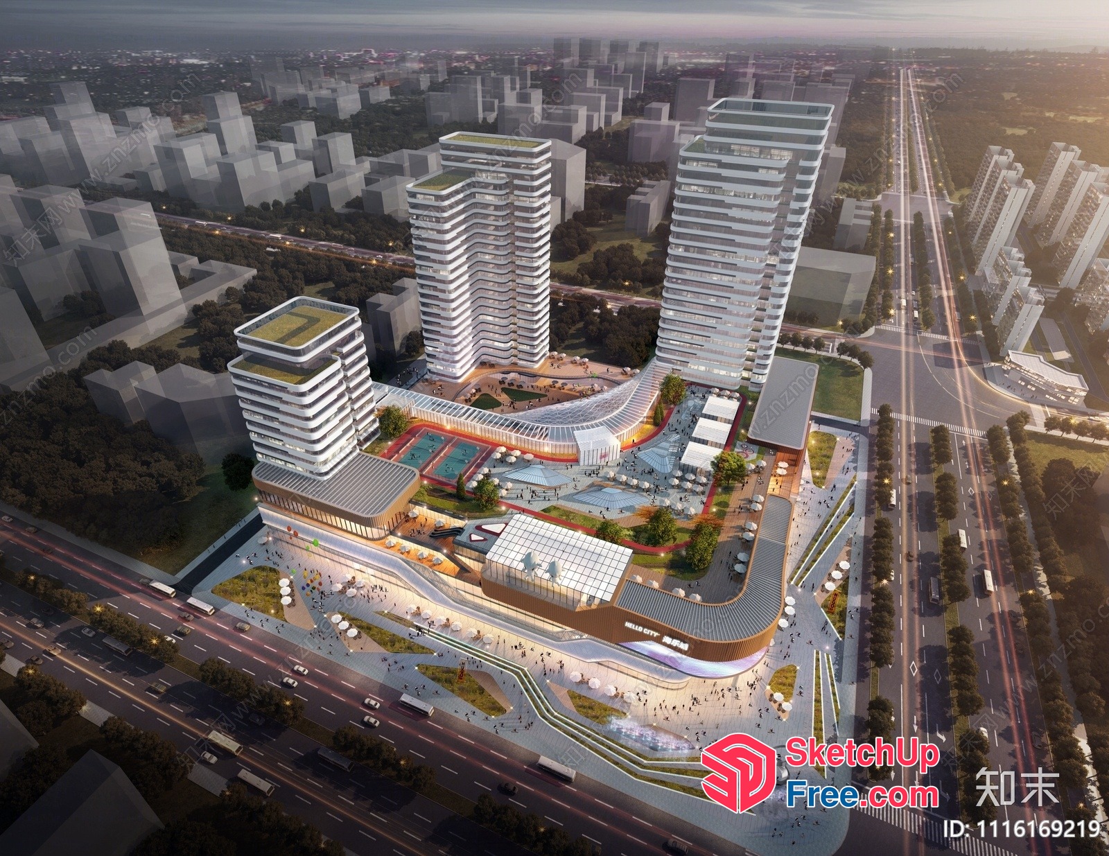 Futuristic Urban Development With Modern Architecture 3D SketchUp File