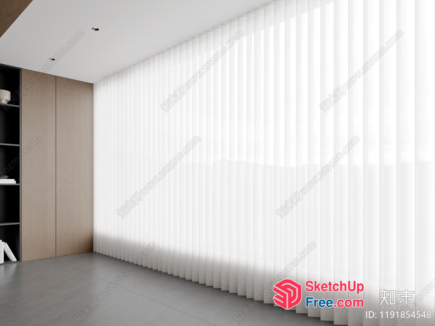 Minimalist Modern Interior Room With White Vertical Blinds 3D SketchUp File