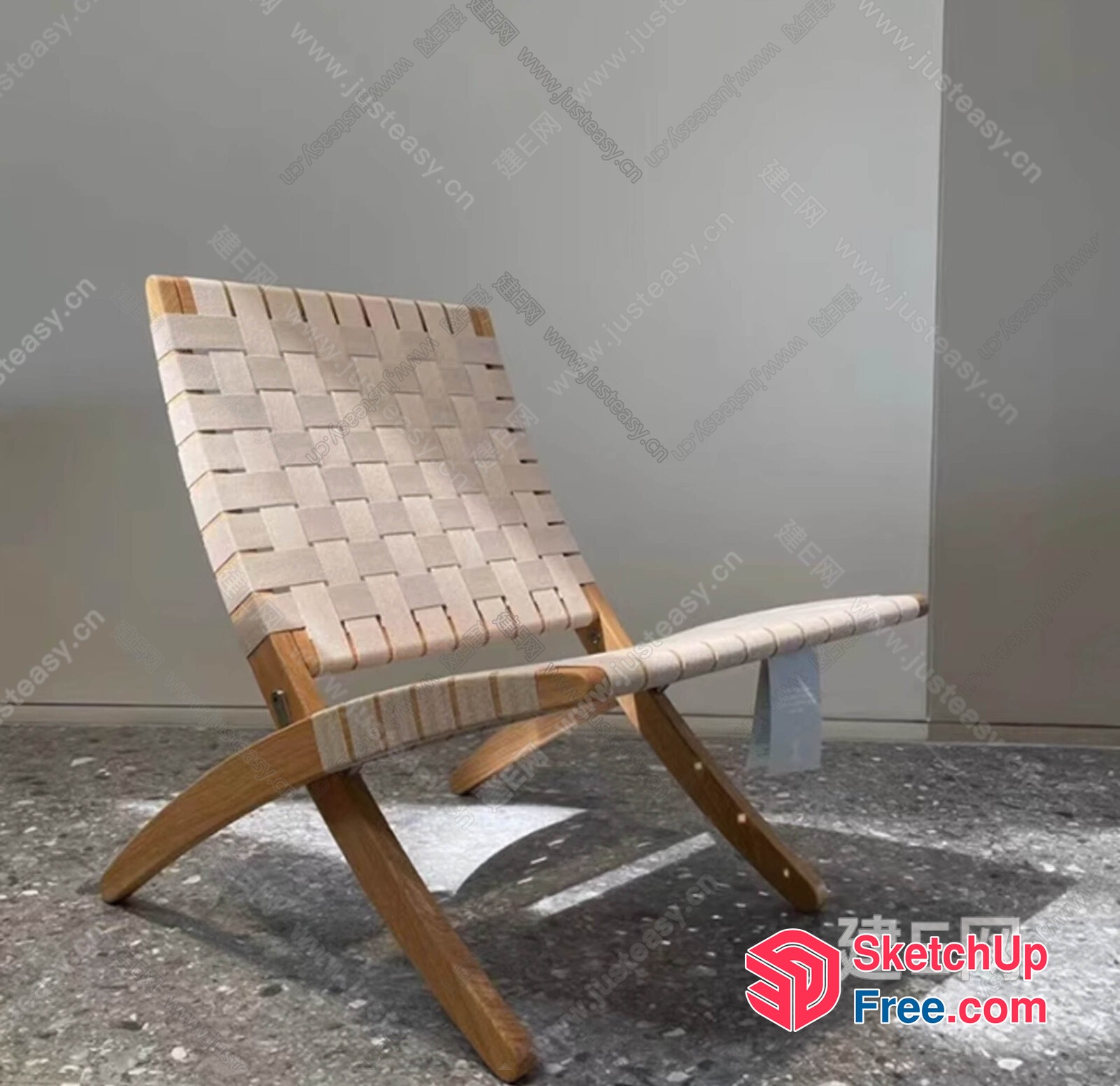 Modern Wooden And Leather Lounge Chair 3D SketchUp File