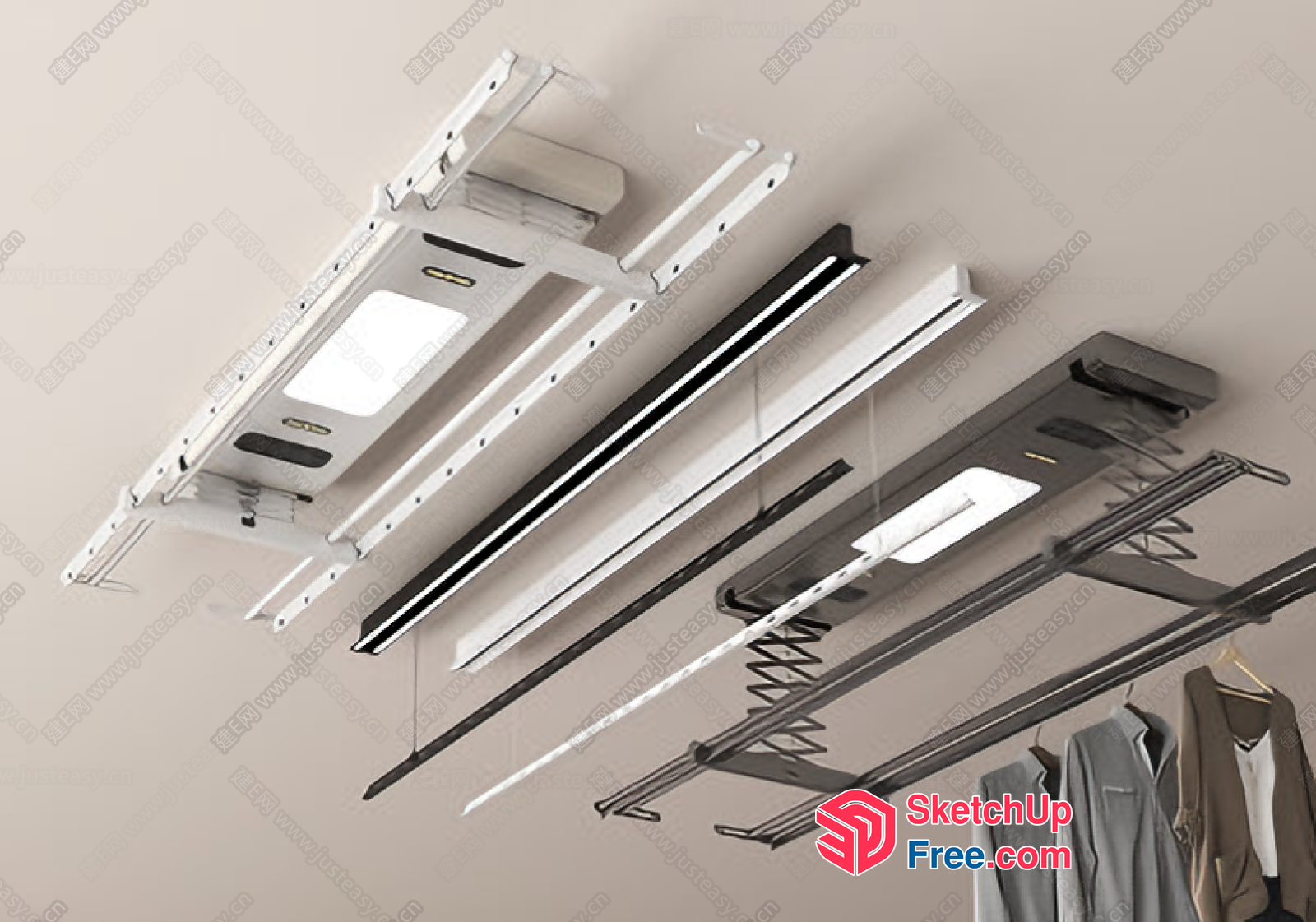 Modern Ceiling-Mounted Clothes Drying System 3D SketchUp File