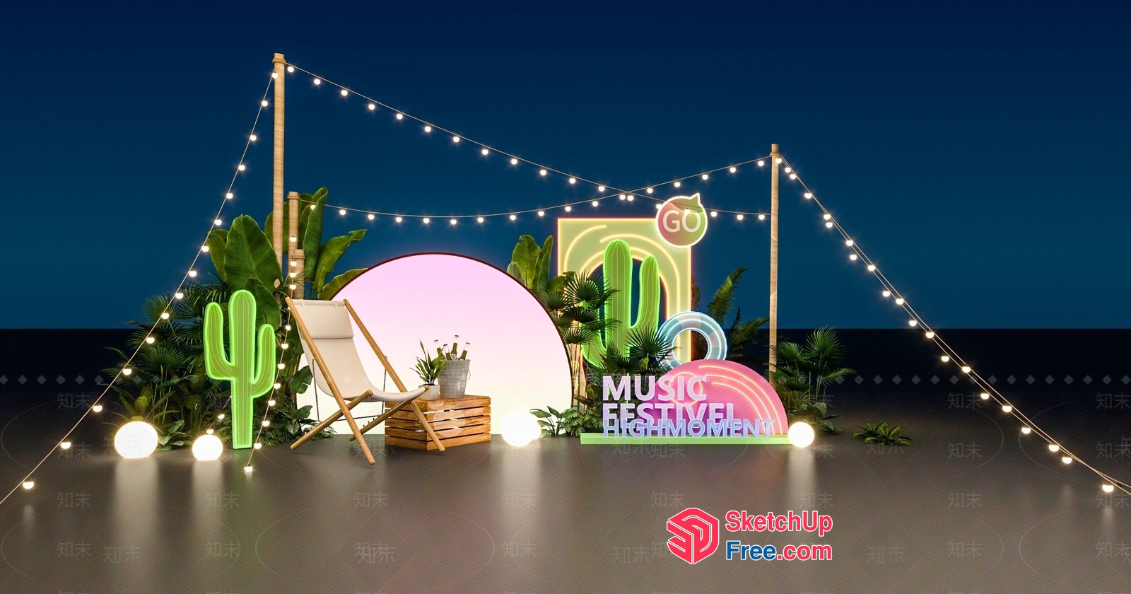 Vibrant Desert Oasis 3D SketchUp File