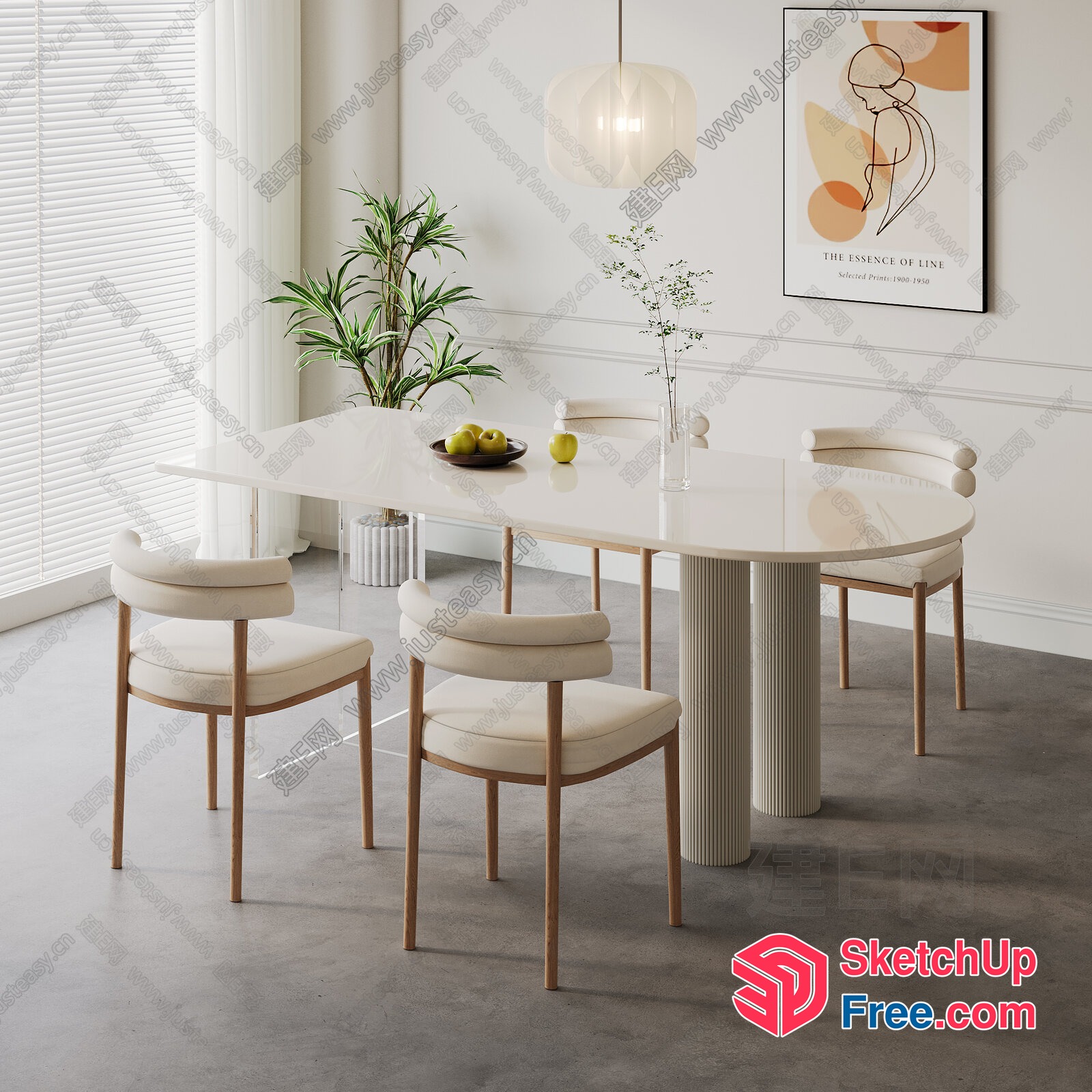 Elegant And Modern Minimalist Dining Room 3D SketchUp File