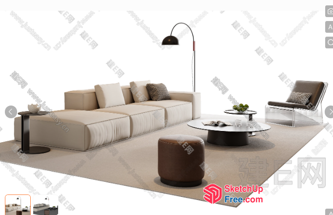Modern Minimalist Living Room Interior Design 3D SketchUp File