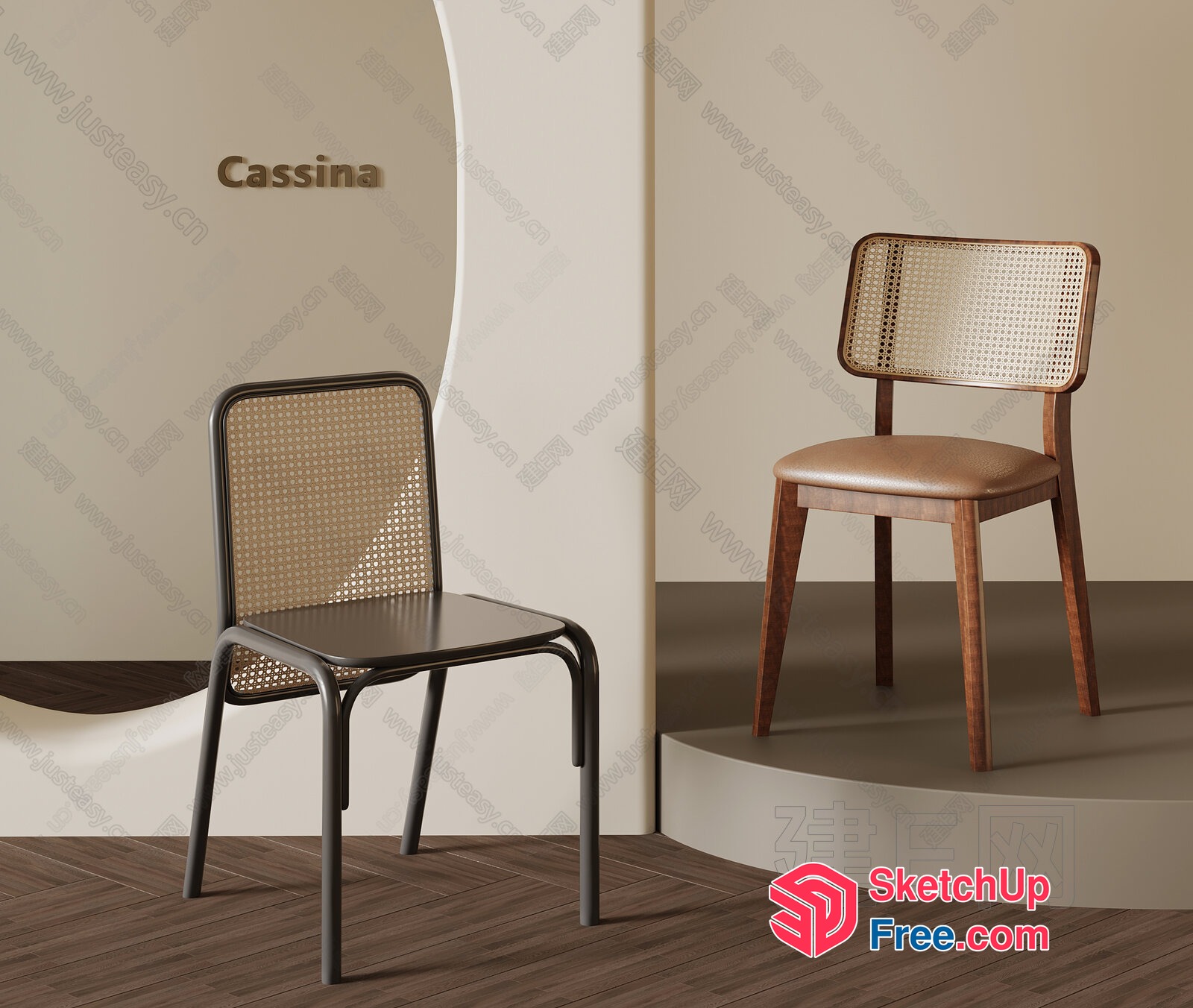 Modern Minimalist Chairs With Cane Backs 3D SketchUp File