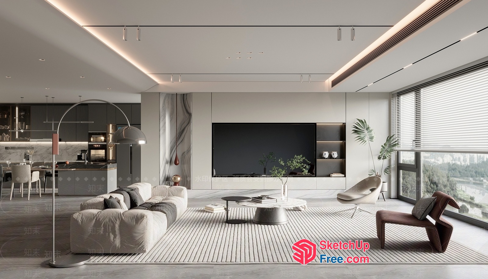 Modern Minimalist Living Room With Clean Lines And Neutral Colors 3D SketchUp File