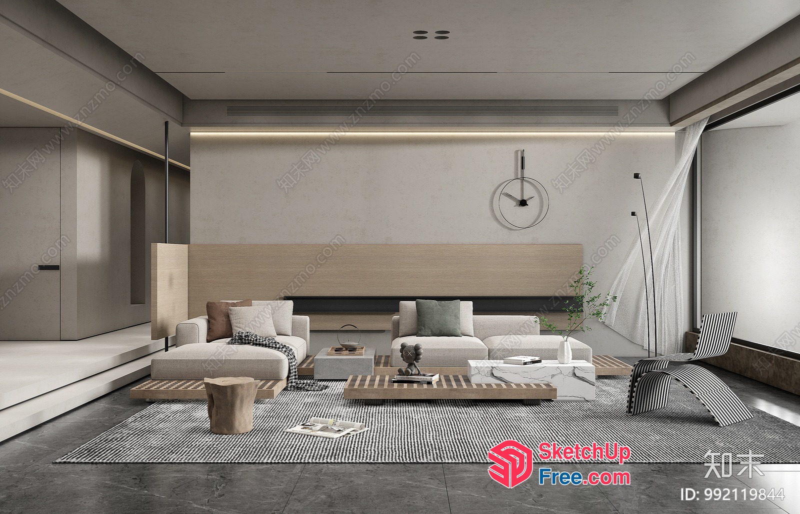 Minimalist Living Room With Natural Elements 3D SketchUp File