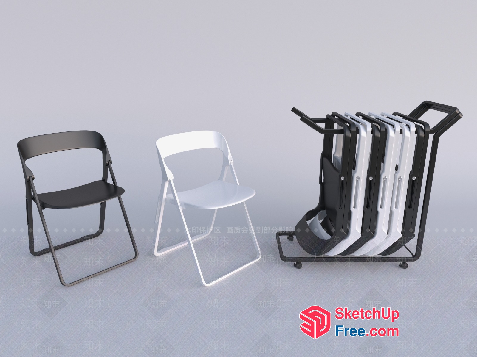 Folding Chairs And Rack 3D SketchUp File