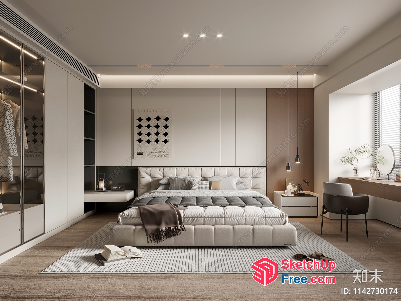 Elegant And Modern Bedroom Interior Design 3D SketchUp File