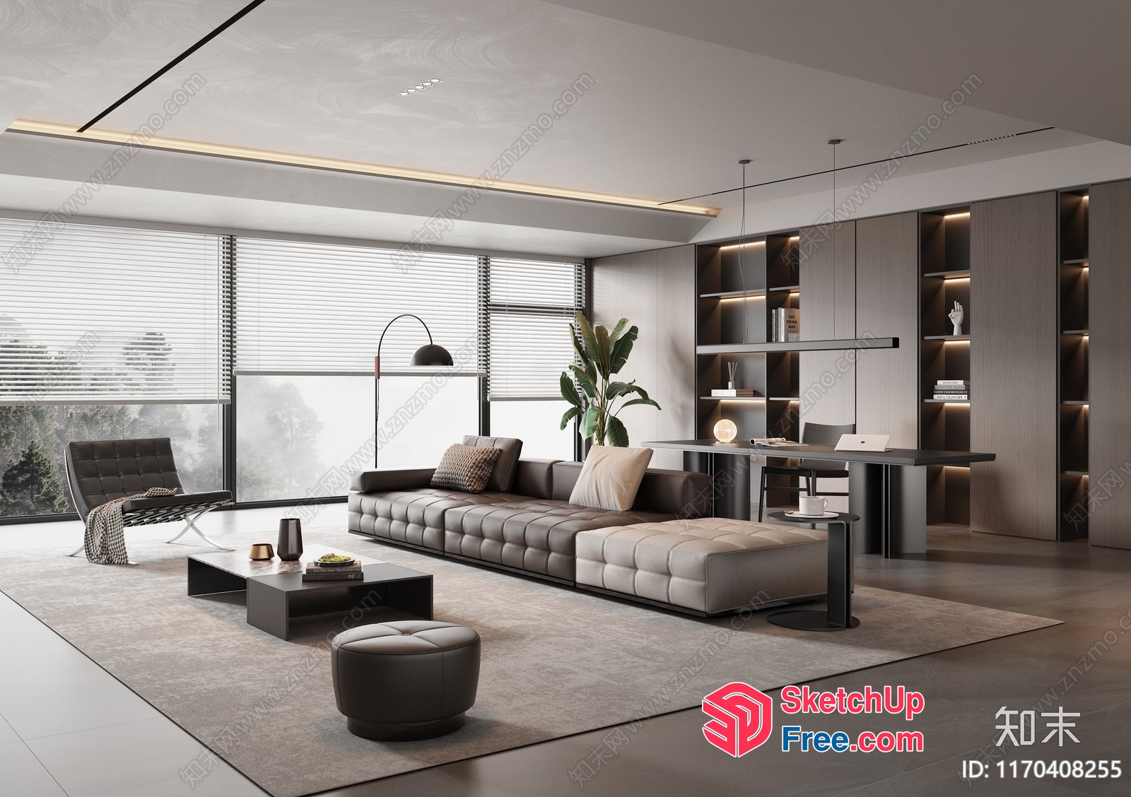 Modern Minimalist Living Room With Sleek Furniture And Natural Light 3D SketchUp File