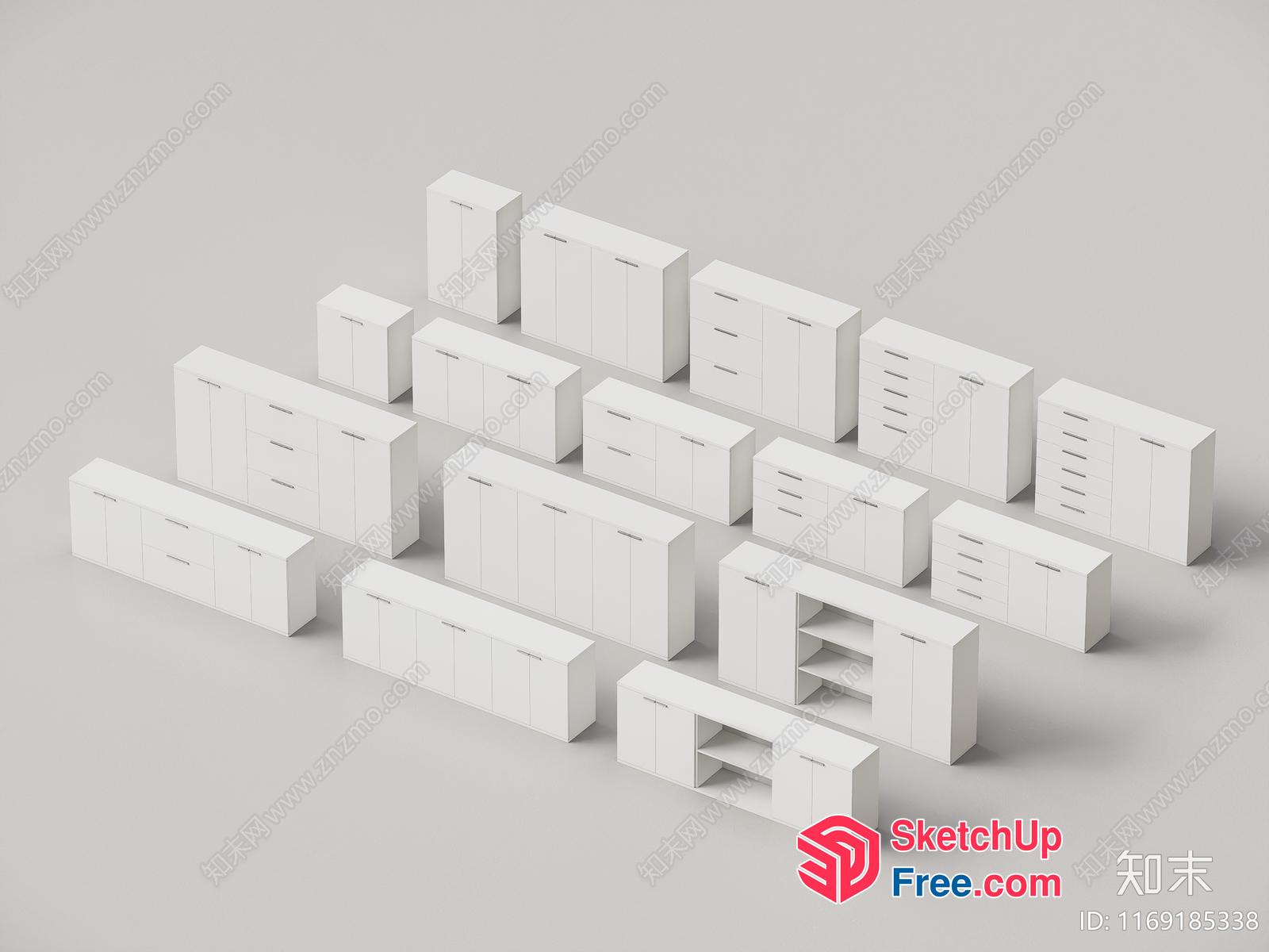 White Modern Minimalist Furniture Arrangement 3D SketchUp File