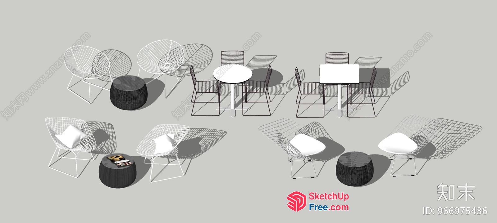 Outdoor Furniture Collection With Rattan And Metal Accents 3D SketchUp File