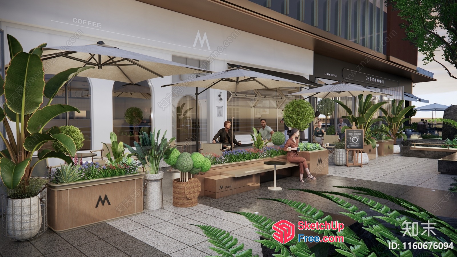 Modern Outdoor Coffee Shop With Elegant Decor 3D SketchUp File