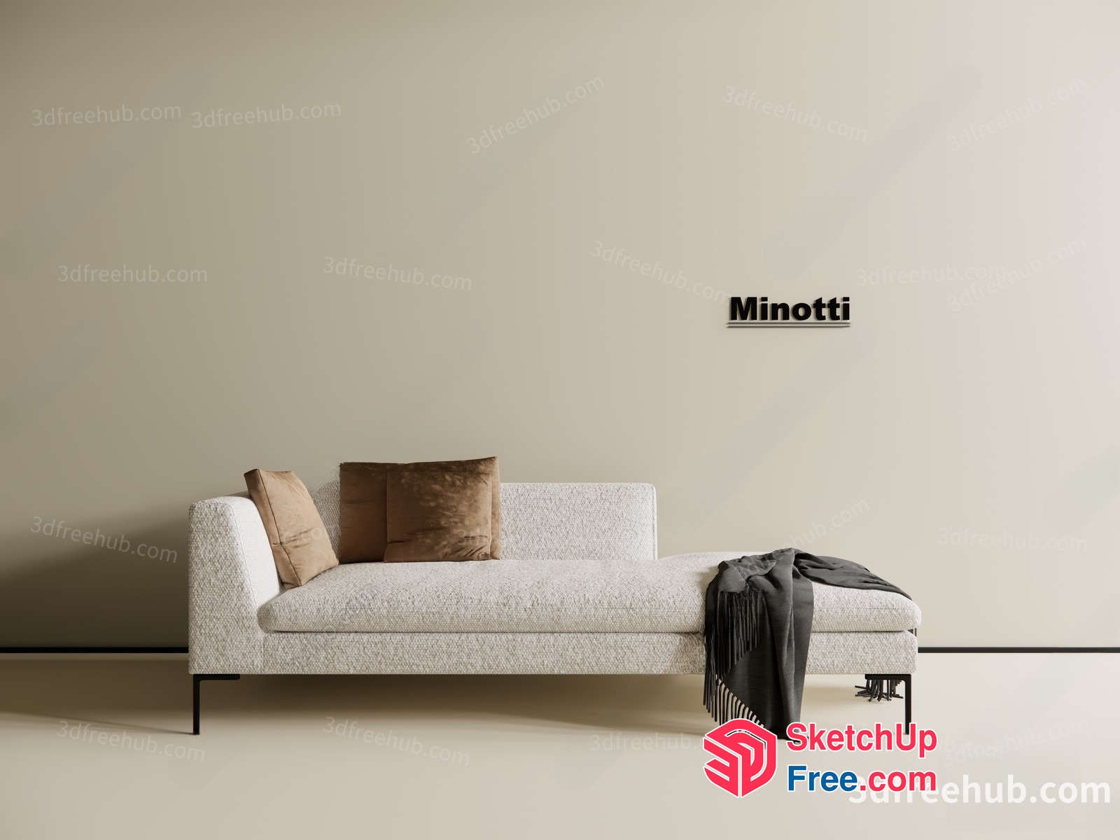 Minotti Sofa And Pillows 3D SketchUp File