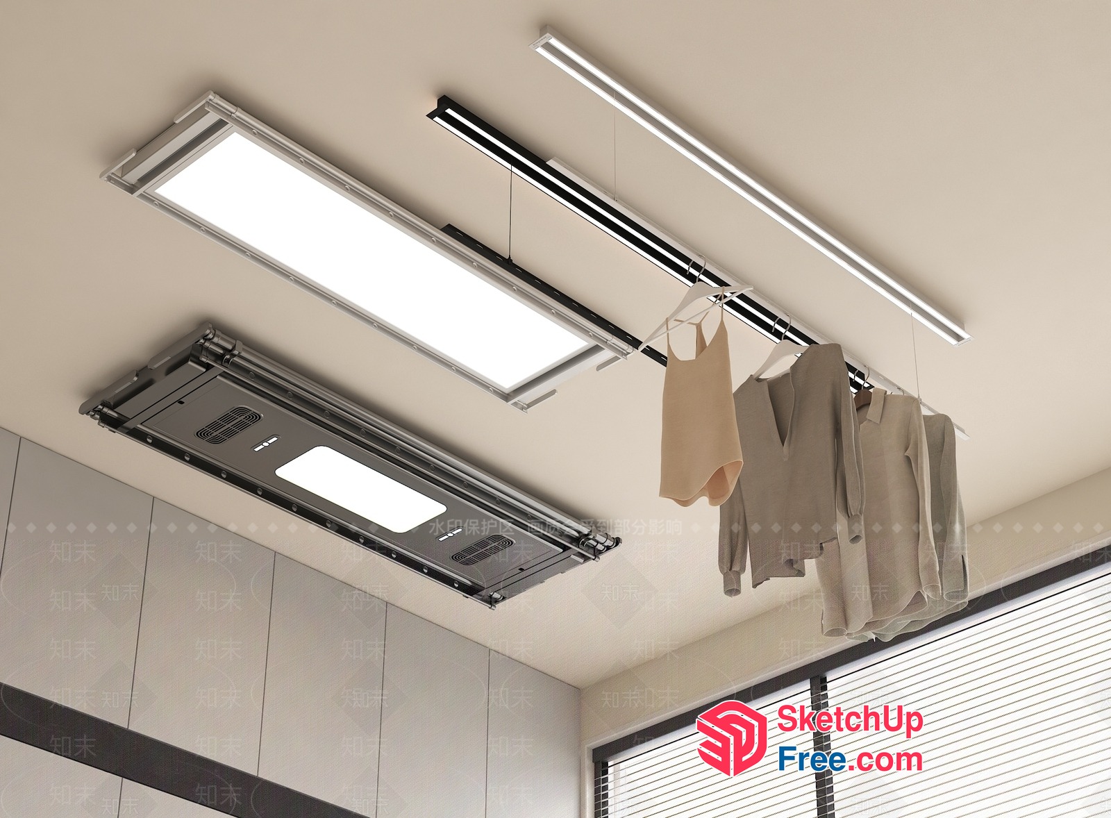 Modern Ceiling Mounted Laundry System 3D SketchUp File
