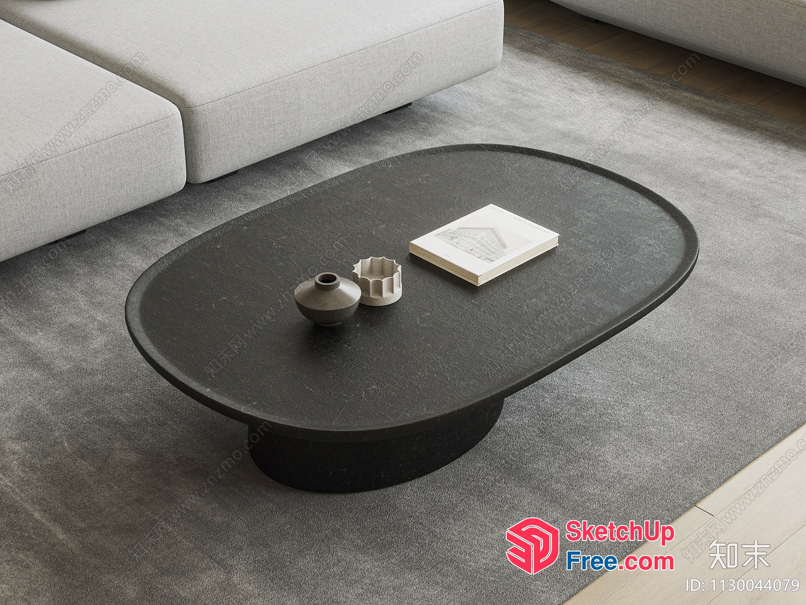 Elegant Black Coffee Table In Modern Living Room 3D SketchUp File