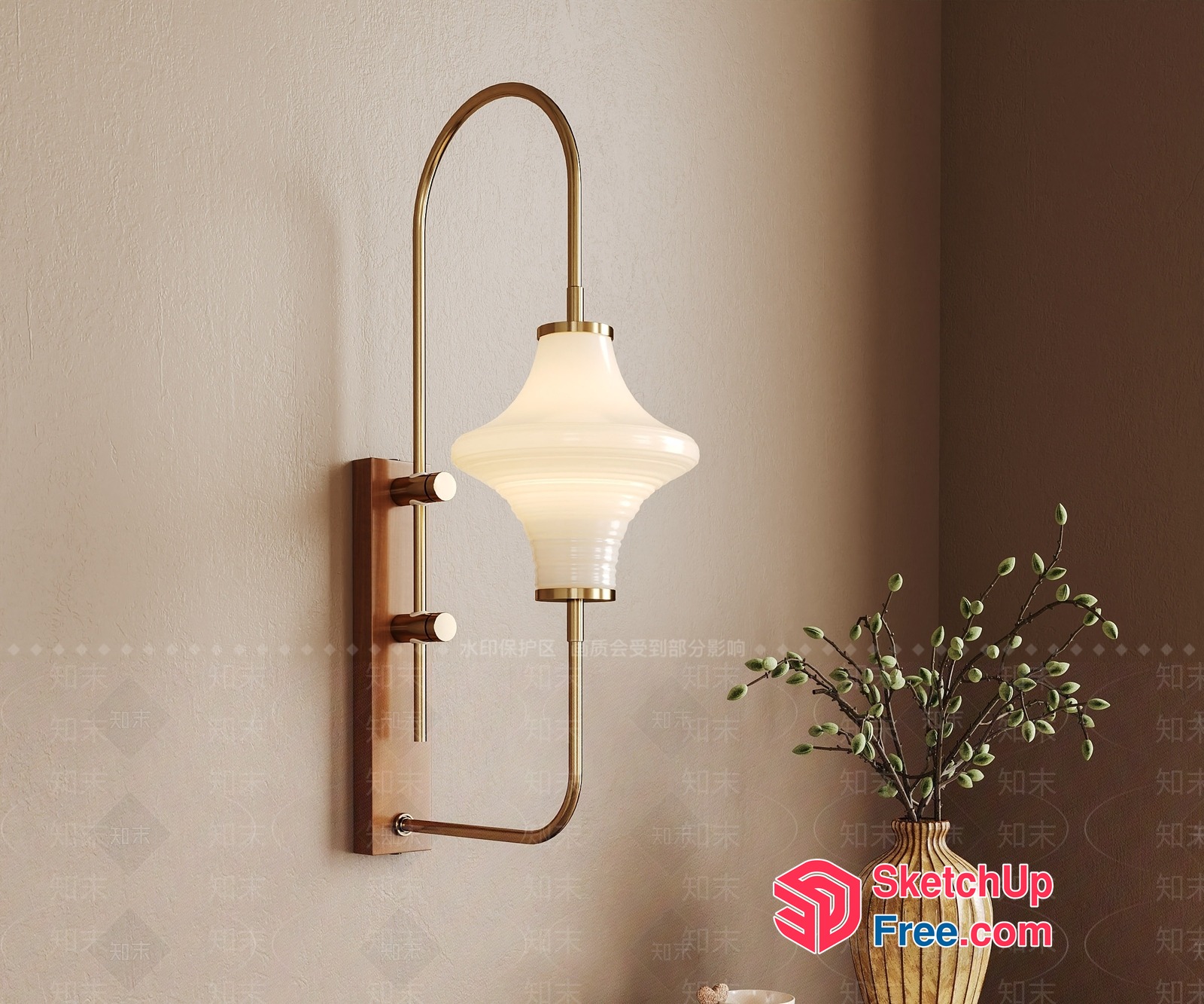Elegant Wall Sconce With Creamy White Glass Shade 3D SketchUp File