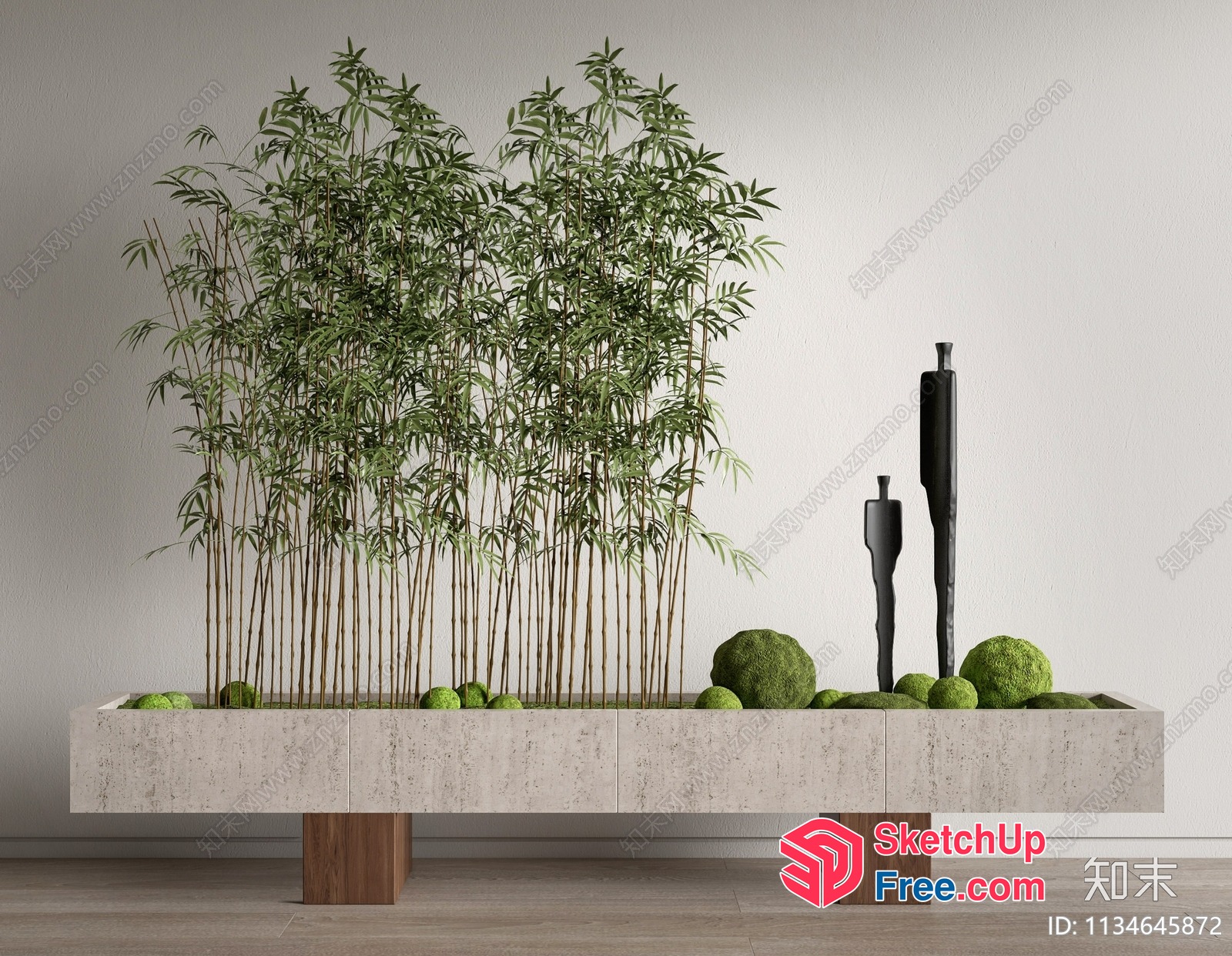 Modern Minimalist Japanese Style Interior With Bamboo And Greenery 3D SketchUp File