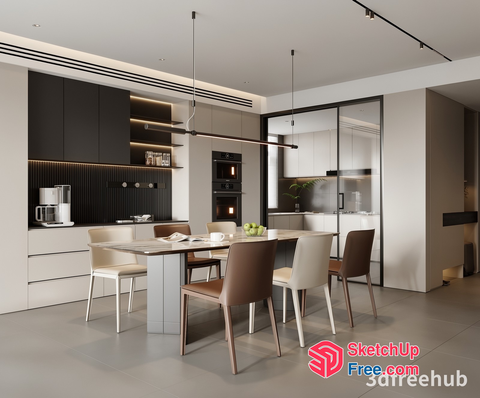 Modern Kitchen And Dining Area 3D SketchUp File