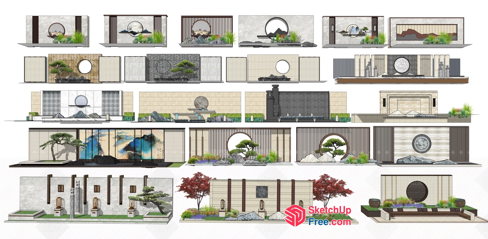 Japanese Inspired Minimalist Modern Exterior Decor 3D SketchUp File