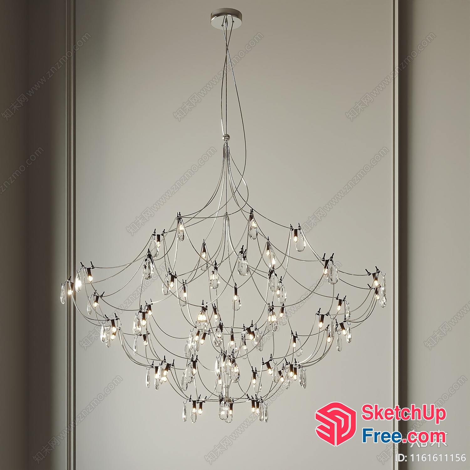 Suspended Chandelier With Crystal Accents 3D SketchUp File