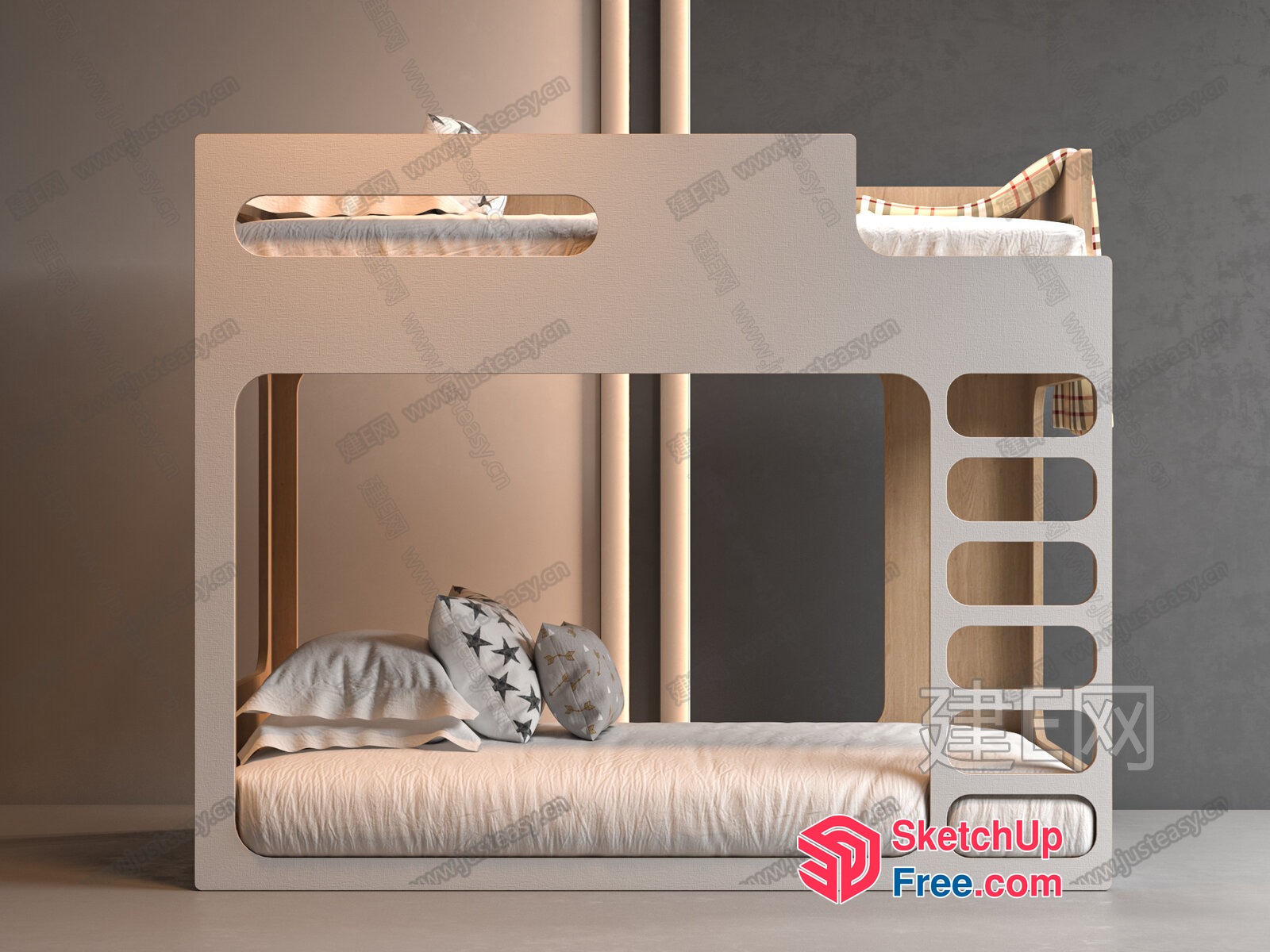 Modern Minimalist Bunk Bed Design 3D SketchUp File