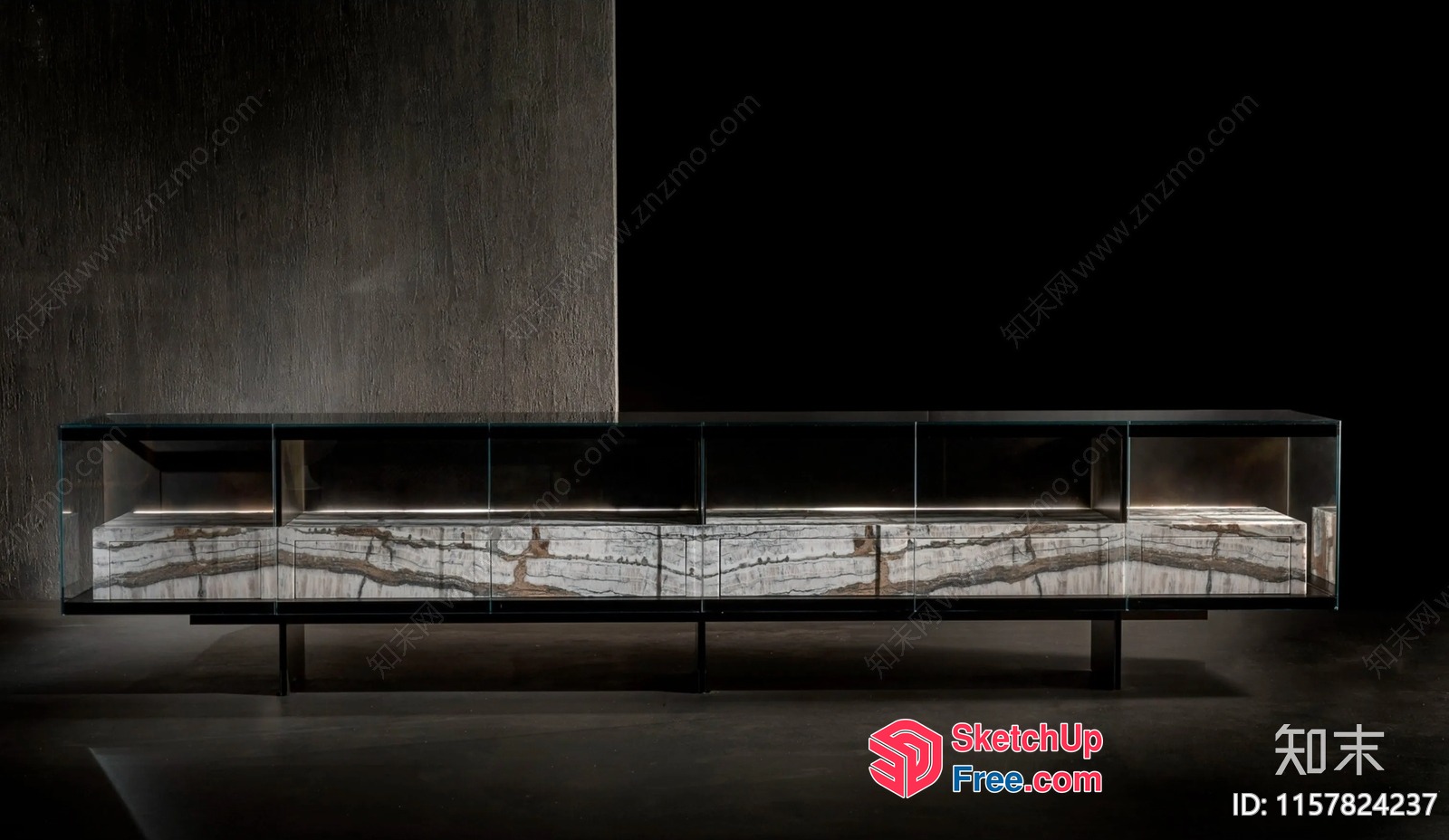 Modern Marble And Glass Display Case 3D SketchUp File