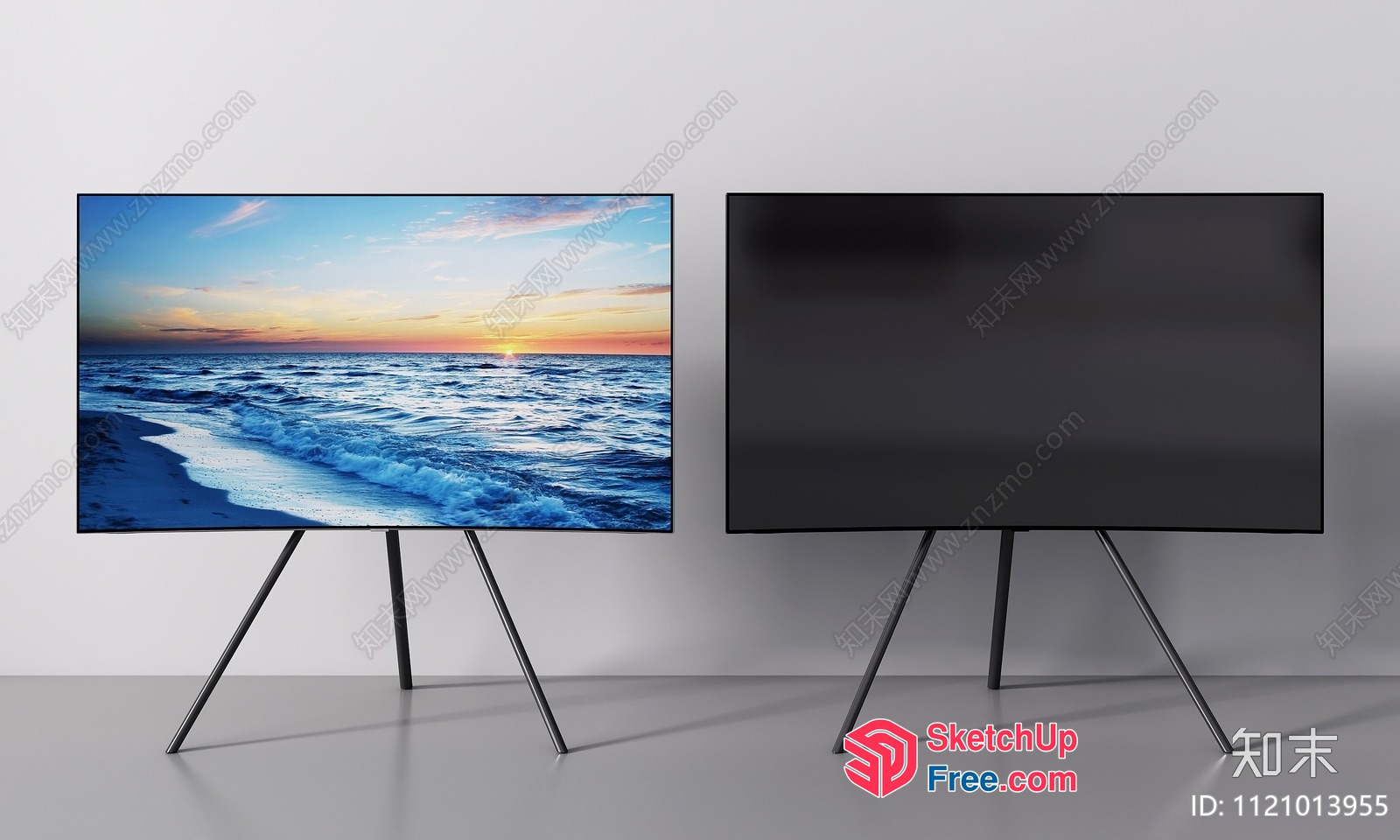 Two Tvs With Beach And Sunset Scenes 3D SketchUp File