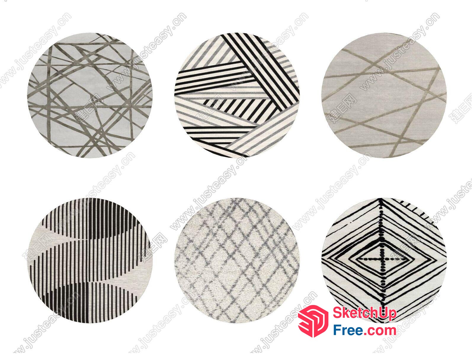Modern Geometric Patterns In Neutral Tones 3D SketchUp File